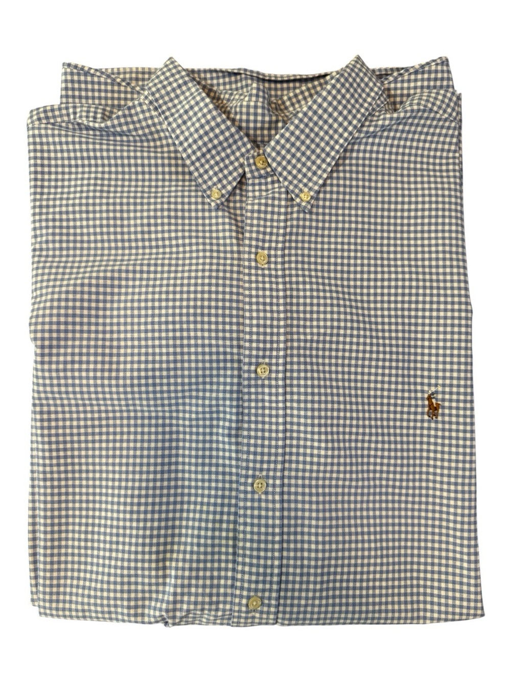 Polo Ralph Lauren Blue Gingham Button Down Shirt 4XLT Big Tall Preppy Old Money